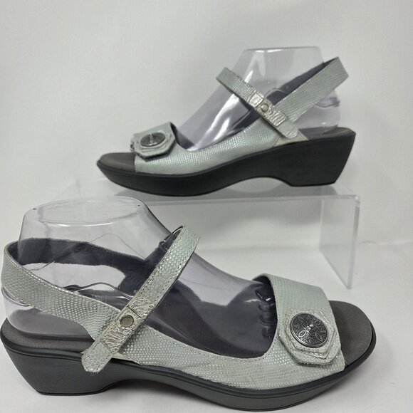 Naot Shoes - Naot Sandals Strappy Size 10 EU 41 Pale Green Leather Rhinestone Wedge Comfort